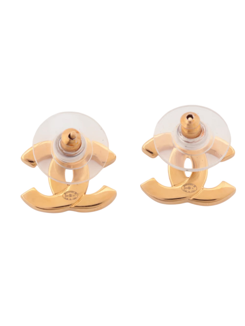 Chanel CC Paris Button Stud Earrings