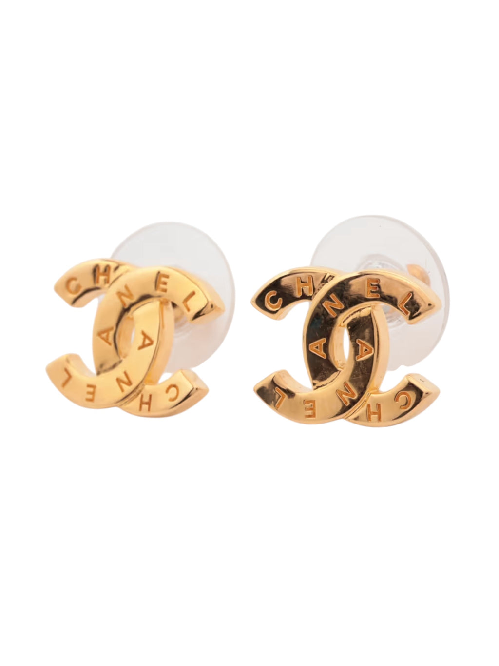 Chanel CC Paris Button Stud Earrings