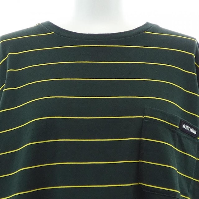 MIU MIU Long Sleeve Striped Logo T Shirt