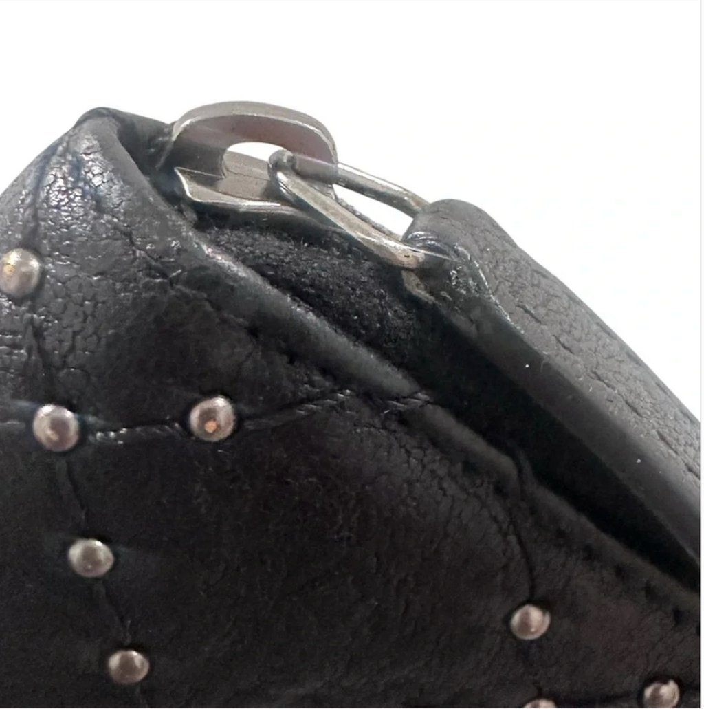 CHANEL Black Quilted Studded Medium Zippy Wallet