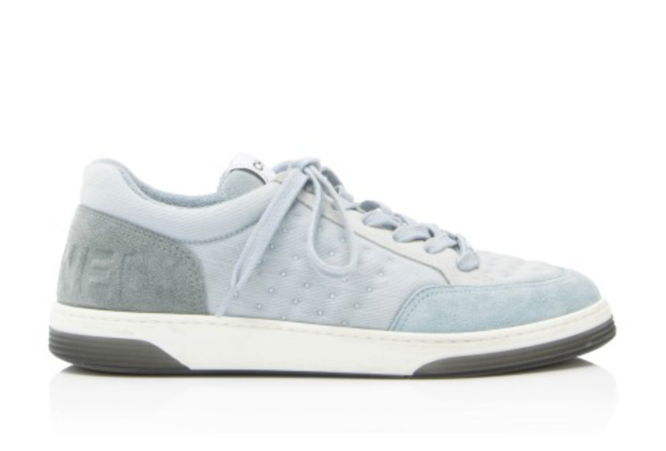 Chanel Suede Studded Logo Sneakers