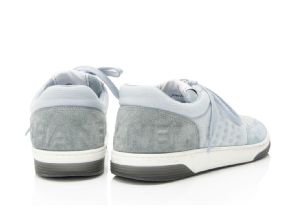Chanel Suede Studded Logo Sneakers