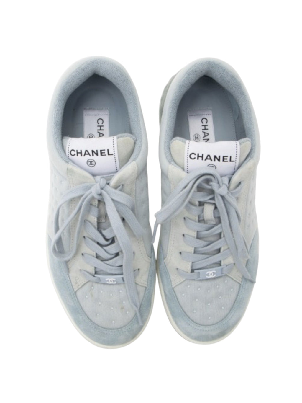 Chanel Suede Studded Logo Sneakers