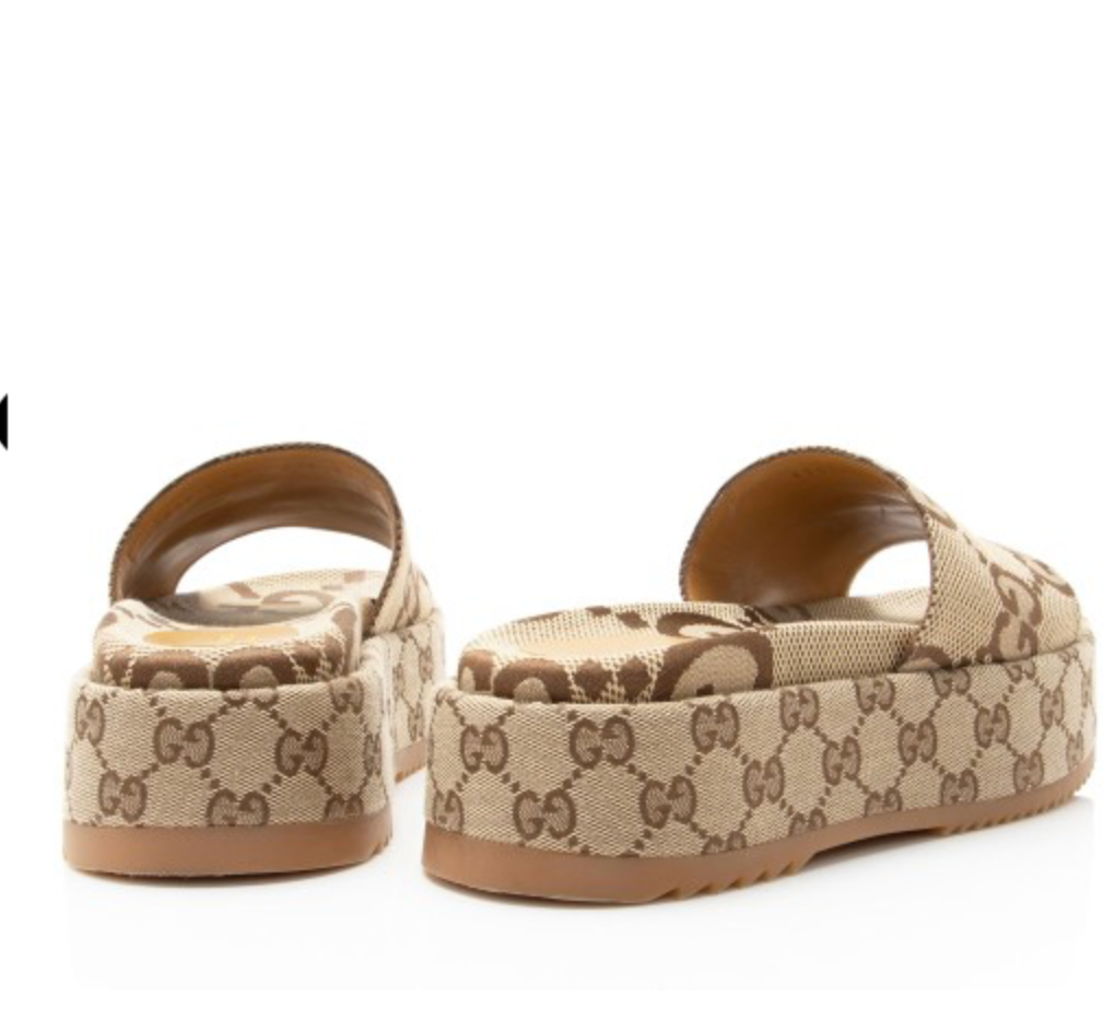 Gucci Jumbo GG Canvas Angelina Slide Platform Sandals