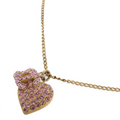 Chanel Vintage CC Pink Rhinestone Heart Necklace