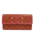 Chanel CC Filigree Flap Caviar Wallet Red