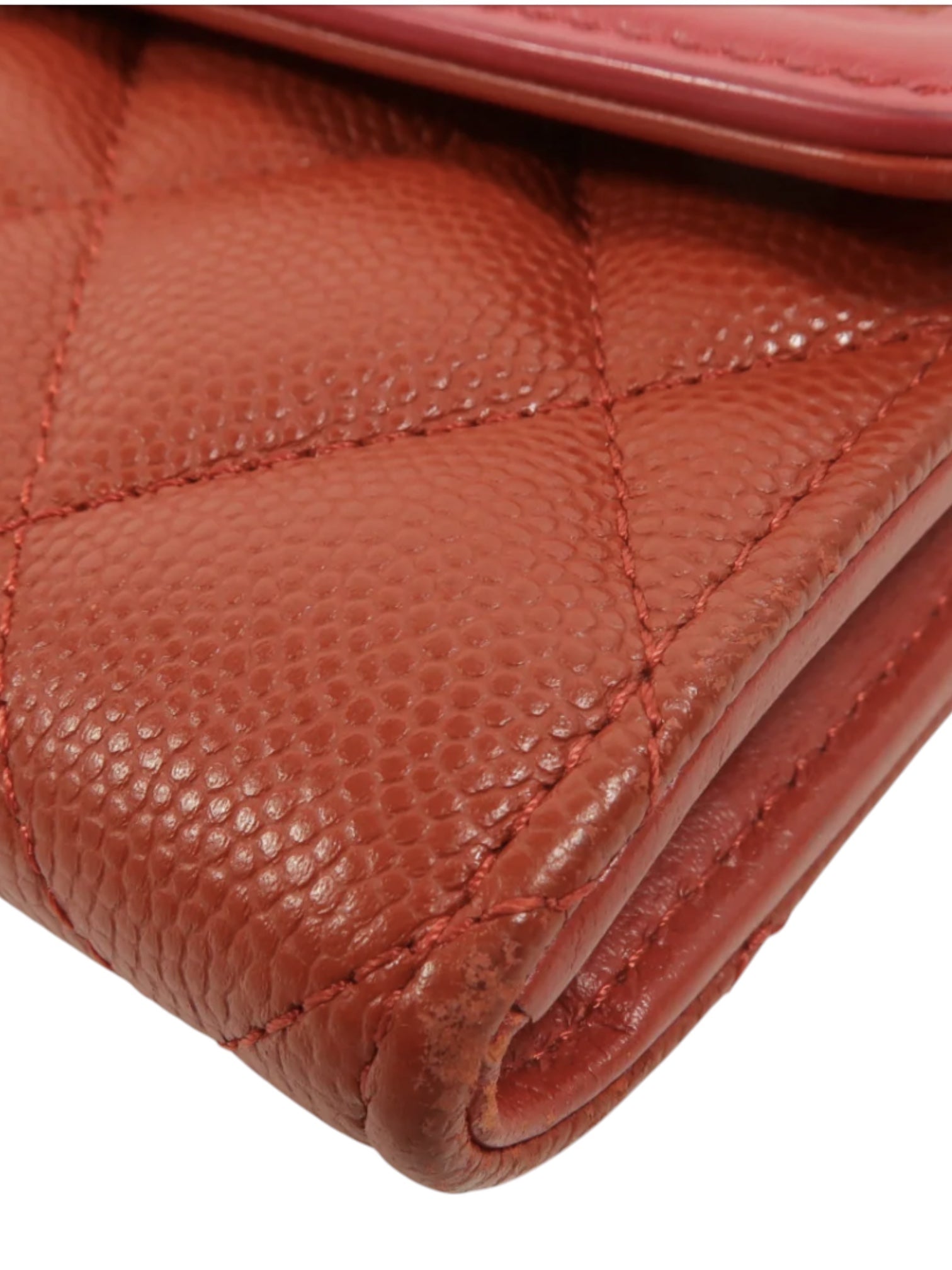 Chanel CC Filigree Flap Caviar Wallet Red