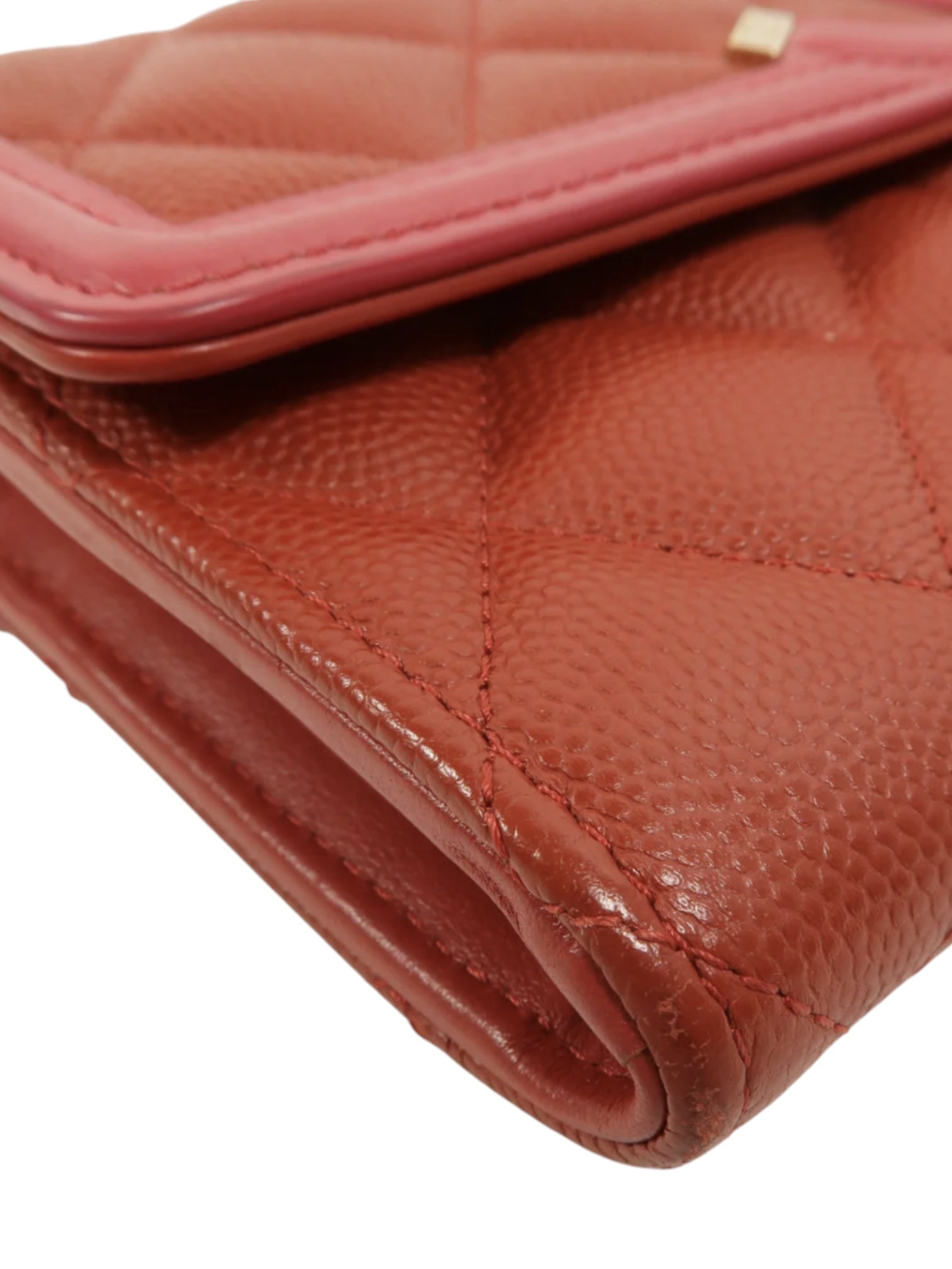 Chanel CC Filigree Flap Caviar Wallet Red