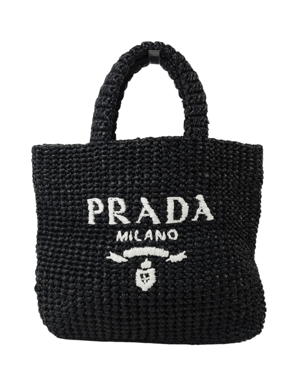 Prada Small Crochet Raffia Tote