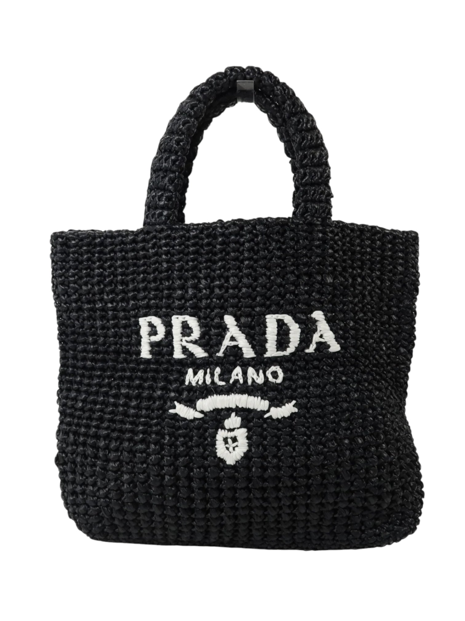 Prada Small Crochet Raffia Tote
