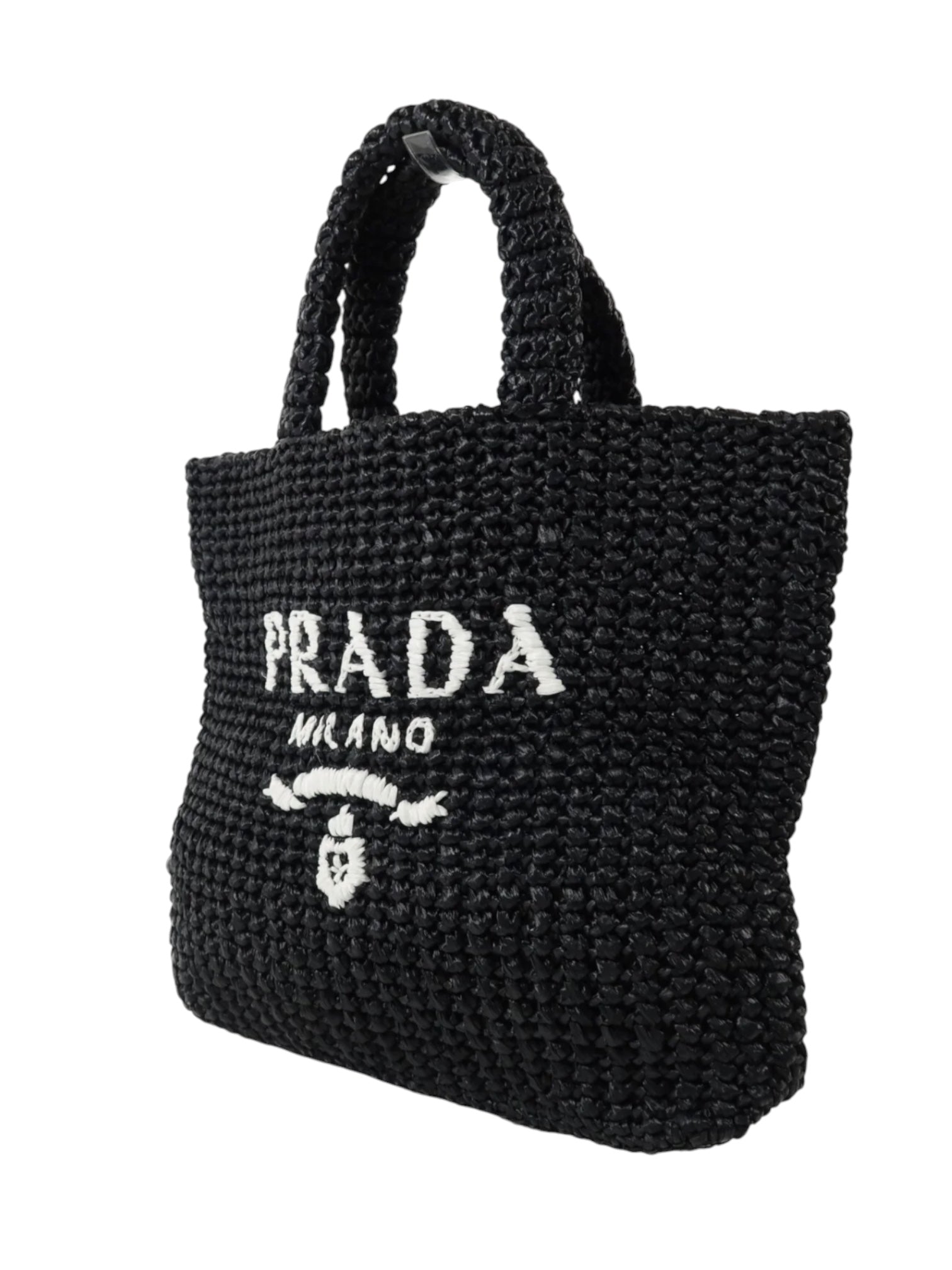 Prada Small Crochet Raffia Tote