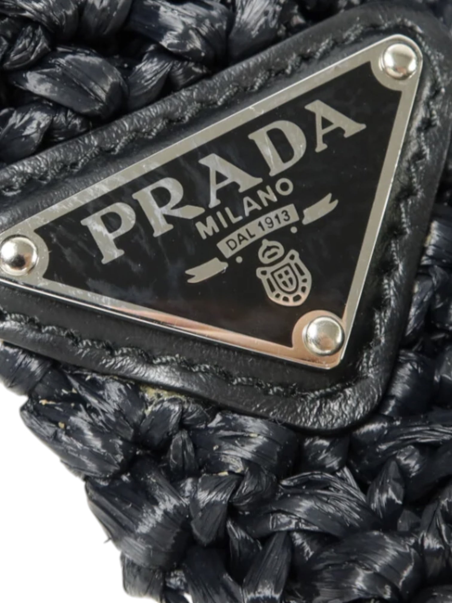Prada Small Crochet Raffia Tote