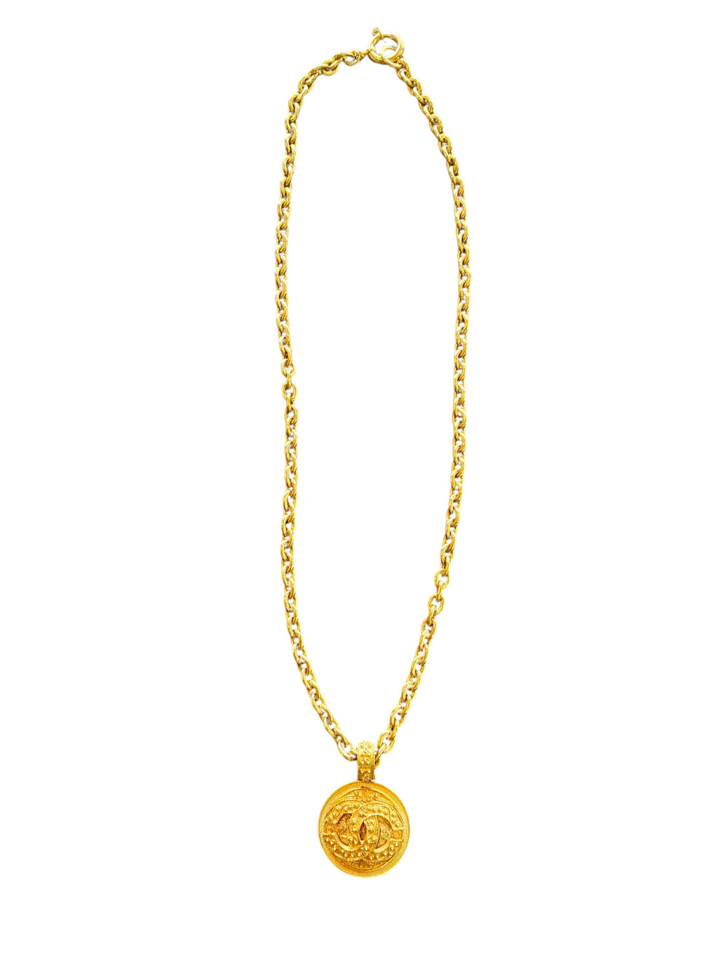 Chanel Vintage 1994 CC Textured Medallion Necklace