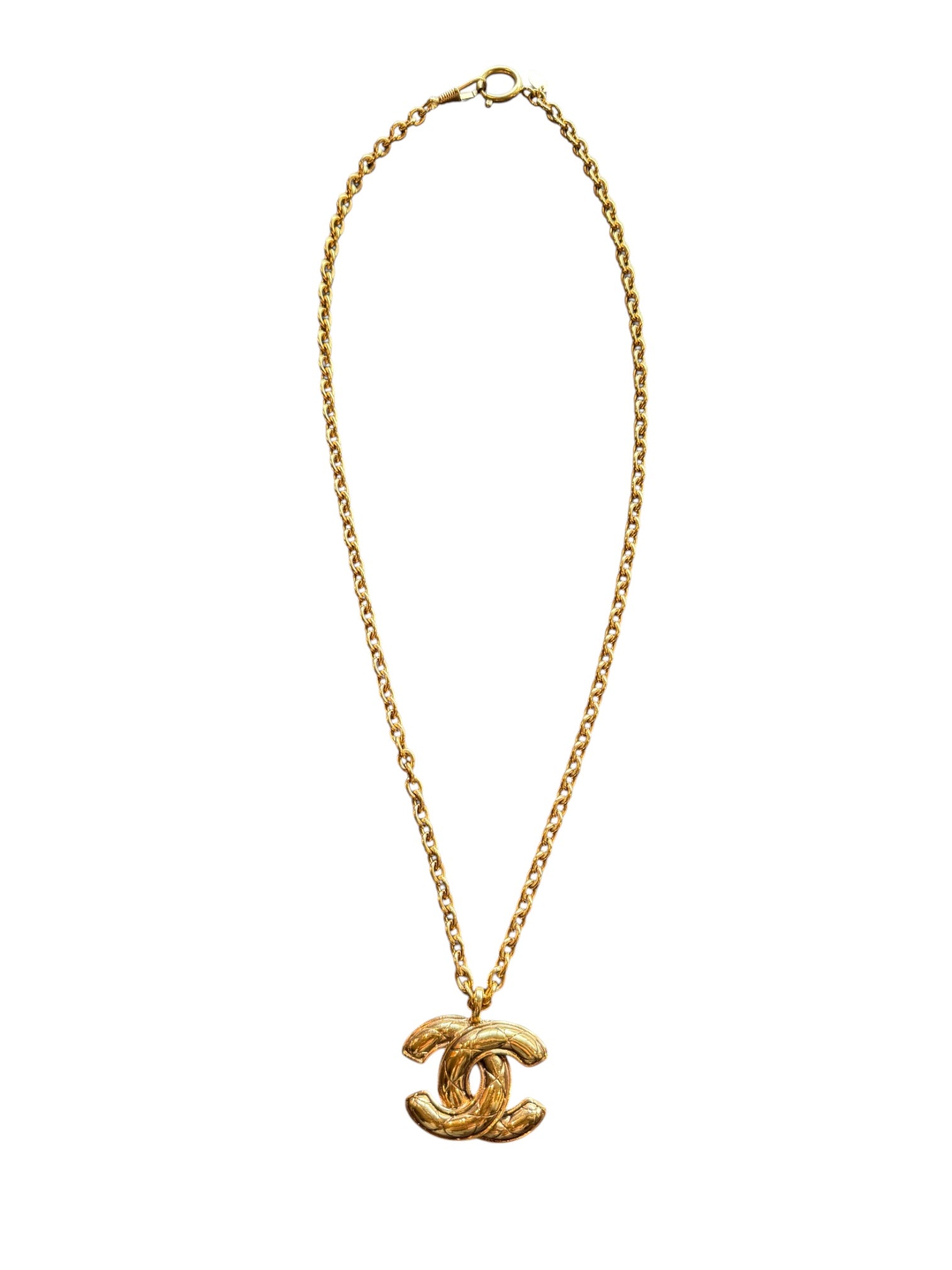 Chanel Vintage CC Quilted Pendant Necklace