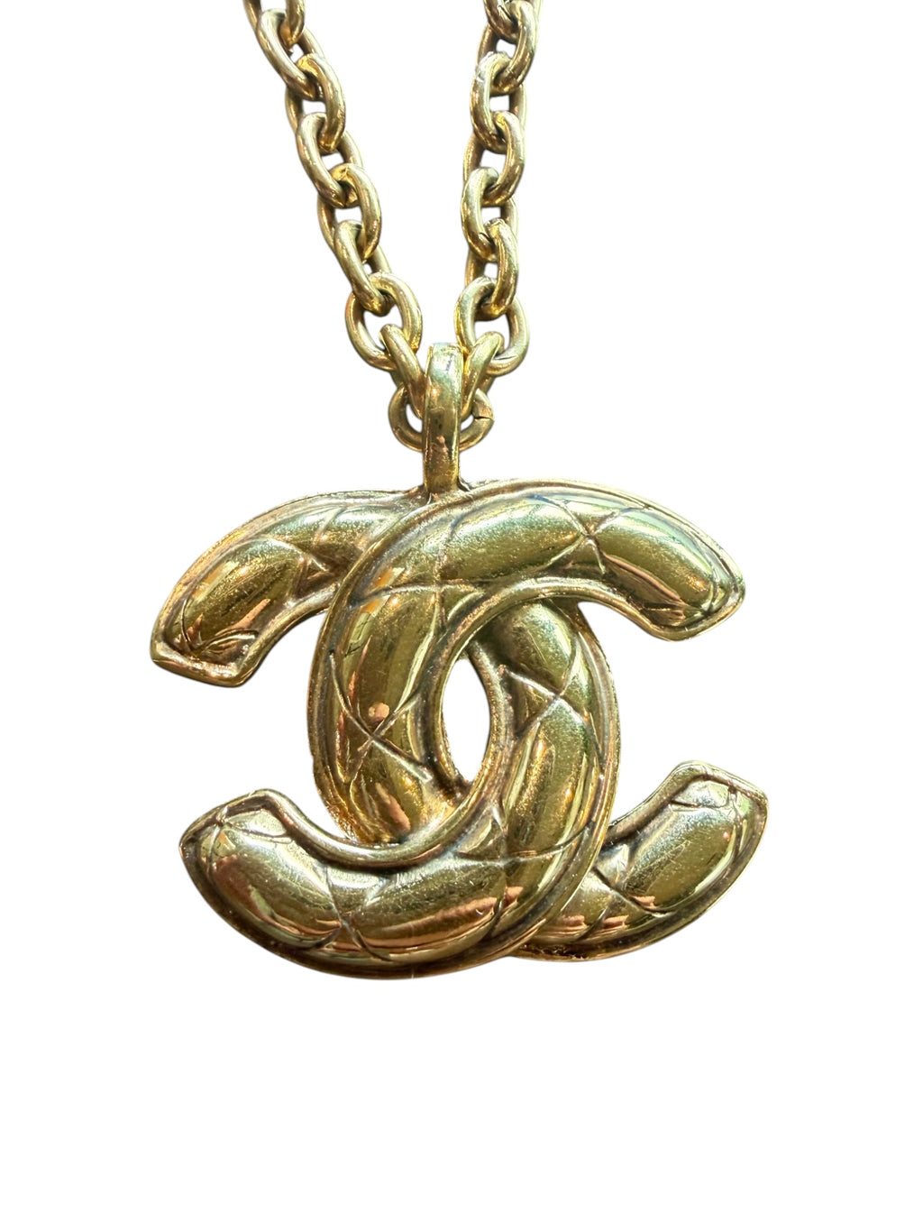 Chanel Vintage CC Quilted Pendant Necklace